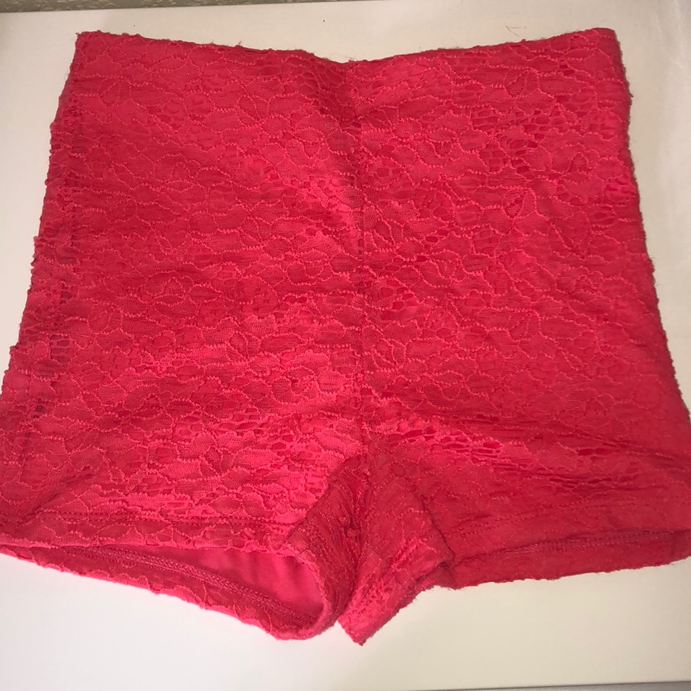 NWOT Hot Pink Lace Booty Shorts - Soft and Comfy Textured Fabric Y2K Trendy